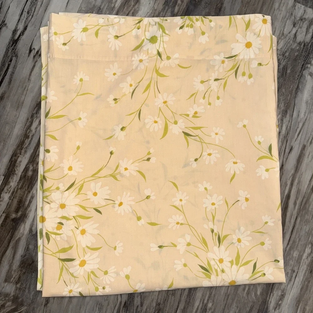 Vintage Morgan Jones Dainty Daisies Flat Sheet 1 Pillowcase Peach Floral 92X82